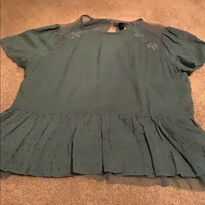 Francesca’s green blousy shirt